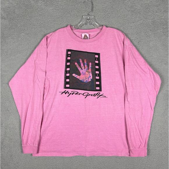 Vintage Hypercolor Generra T-Shirt Men’s XL Pink Hyper Grafix 90s Single Stitch - Picture 1 of 6